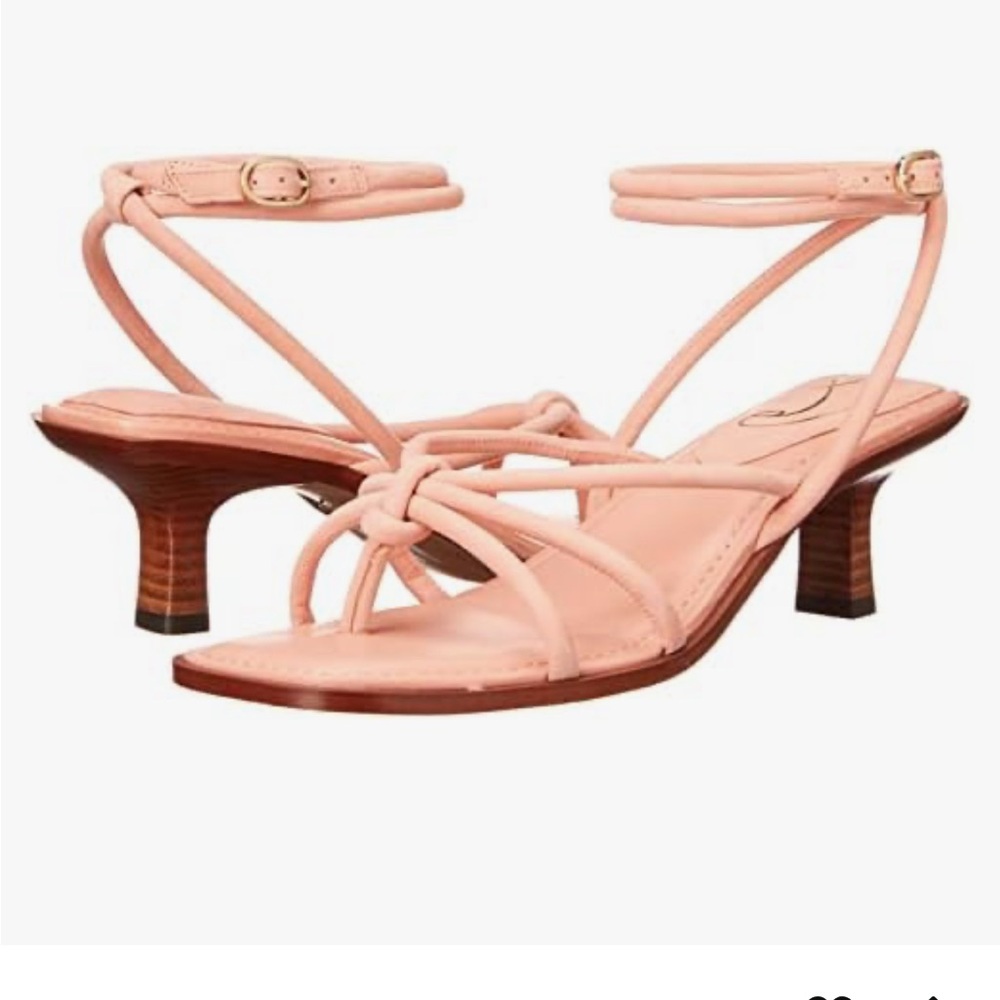Sam Edelman Pink Strappy Knot Mid-Heel Sandals